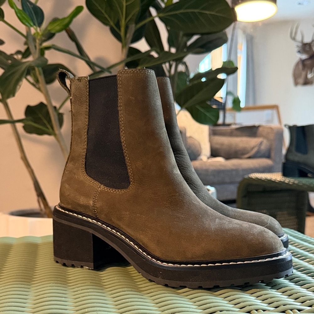 Madewell Olive Suede Ankle Boots